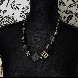 VNTG Necklace rhinestone beads, diamond faceted beads,sparkle seed beads on disk